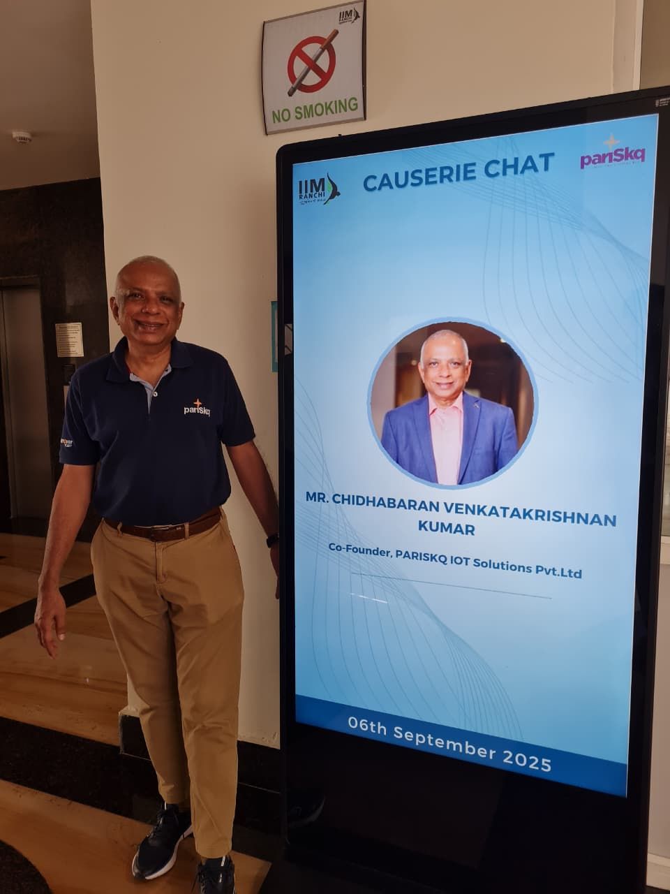 Causerie Chat screen at IIM Ranchi naming C V Kumar, Co-Founder of PARISKQ